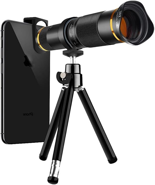 Telecope Lens 4K HD Universal Telephoto Phone Camera Lens for Smartphone Mobile Lens Kit Include Tripod (Size : Black)