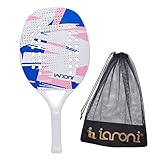 Beach Tennis Paddle Beach Tennis Racket Carbon Fiber with EVA Memory Foam Core Tennis Paddles-One Paddle+One Carrying Mesh Bag（White） -  VANESSARO