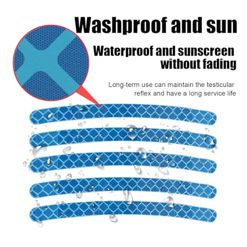 20PCS Car Wheel Stripe Reflective Stickers, Car Wheel Night Safety Warning Stickers Anti-Scratch Reflective Rim Stickers, Car Wheel Safety Decorative Decals for Motorcycles, Bicycles (Light Blue)