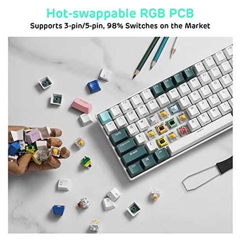 RK ROYAL KLUDGE RK96 RGB Limited Ed, 90% 96 Keys Wireless Triple Mode BT5.0/2.4G/USB-C Hot Swappable Mechanical Keyboard w/Software Support & Massive Battery, RK Yellow Switch, Camp Green - Image 5