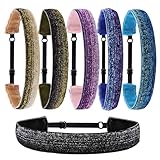 Nenjindz 6PCS Glitter Headbands for Women Adjustable Hair bands Anti-slip non-tightening Headband Sports Hair Accessory Elastic Headbands for Women (pack of 6)