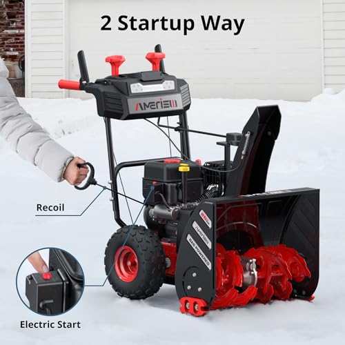 AMERISUN 26-Inch 212cc Self-Propelled Two-Stage Gas Snow Blower with Electric Start, LED Headlight, 50FT Throwing Distance, Snow Thrower for Driveway, Sidewalk & Heavy Snow Removal