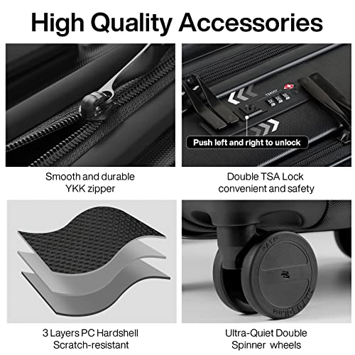 Hanke Carry On Luggage With Front Laptop Pocket, 20" Pc Hard Case Suitcases With Spinner Wheels & Tsa Lock,Rolling Luggage For Business Travel And Short Trip(Black) #TOP2
