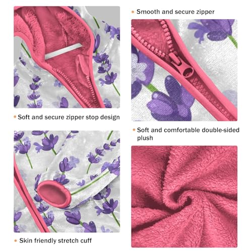 OTVEE Violet Lavender Flowers Kids Hoodie Jacket Fall Spring Full Zip Warm Outwear Coat3