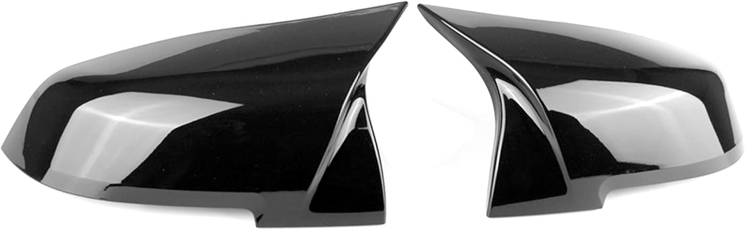 ABS Mirror Cover - Rearview Side Mirror Replacement, Fit for BMW 1, 2, 3 & 4 Series, X1, M2 - Gloss Black, 2pcs/Set