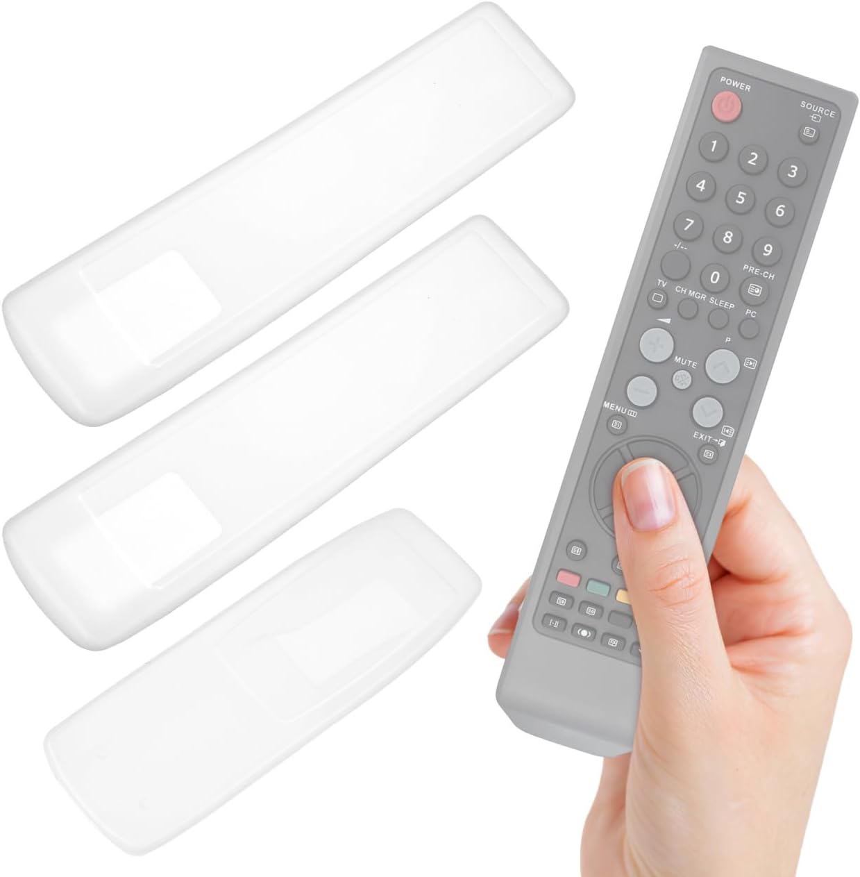 CLISPEED 3 Pcs Remote Control Covers, Transparent Silicone Dust Covers, Protective Sleeves for Television and Air Conditioner Remotes, Detachable and Washable