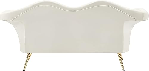 Miniatura 3 de Meridian Furniture Lips Collection - Sofá biplaza tapizado de terciopelo con patas de metal dorado resistentes, color crema