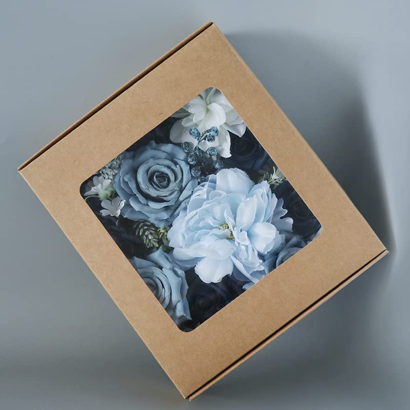 Kunstbloemen Box Set Fake Dusty Blue Peony Flowers Combo for DIY Bruiloft Bruidsboeketten Centerpieces Home Decorations (Color : 24
