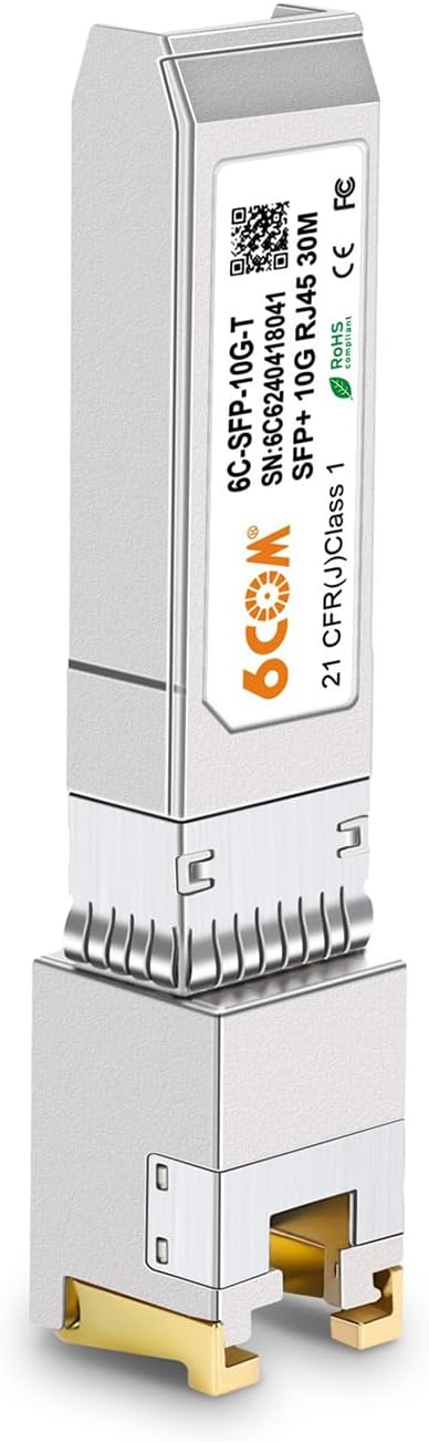 10GBase-T SFP+ Copper Transceiver, 10G RJ45 Module, up to 30 Meters, Compatible for Intel E10GSFPT and Other Open Switches