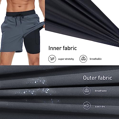 Arcweg Mens Swim Trunks With Compression Liner 2 In 1 Beach Swimming Trunks Quick Dry Swim Shorts With Zipper Pockets #TOP3