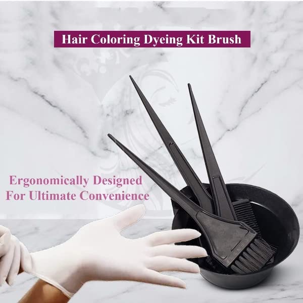 B&K Dye Tools Hair Coloring Bleaching Hair Dryers Hair Dye Tools Pieces Hair Dye Coloring Kit, Hair Tinting Bowl, Dye Brush, Hair Coloring Cape, Gloves (Plastic, 4 PCS) 4
