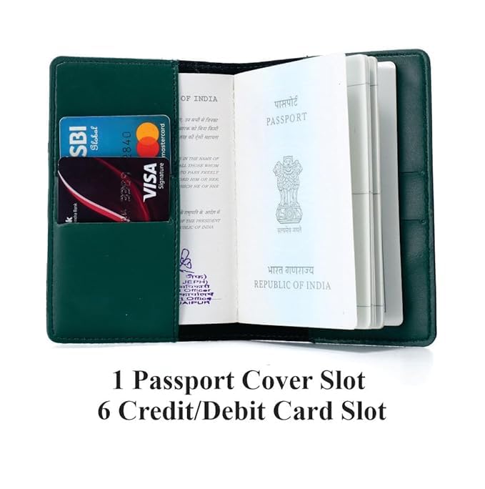 Image of Personalized Passport Cover with Name & Charm, Tan Travel Passport Holder for Men & Women, Premium Leatherette Case for Documents & Cards (Olive Green)