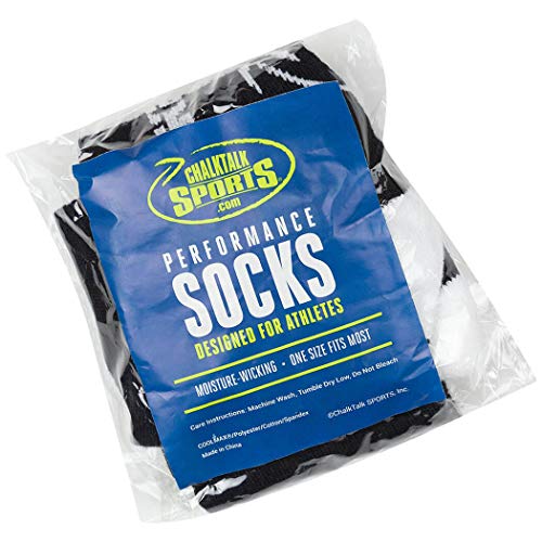 ChalkTalkSPORTS Basketball Performance Crew Socks - Basketball Silhouette Design - Black/White - Mid-Calf Socks - Adult - Thumbnail 6