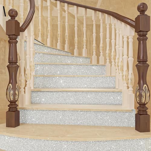 Image of Silver Glitter Wallpaper Stick and Peel Contact Paper Decorative Self Adhesive for Cricut Sticker Paper Window Christmas Decor Letters Mugs Craft Project 16 x 120 Inch