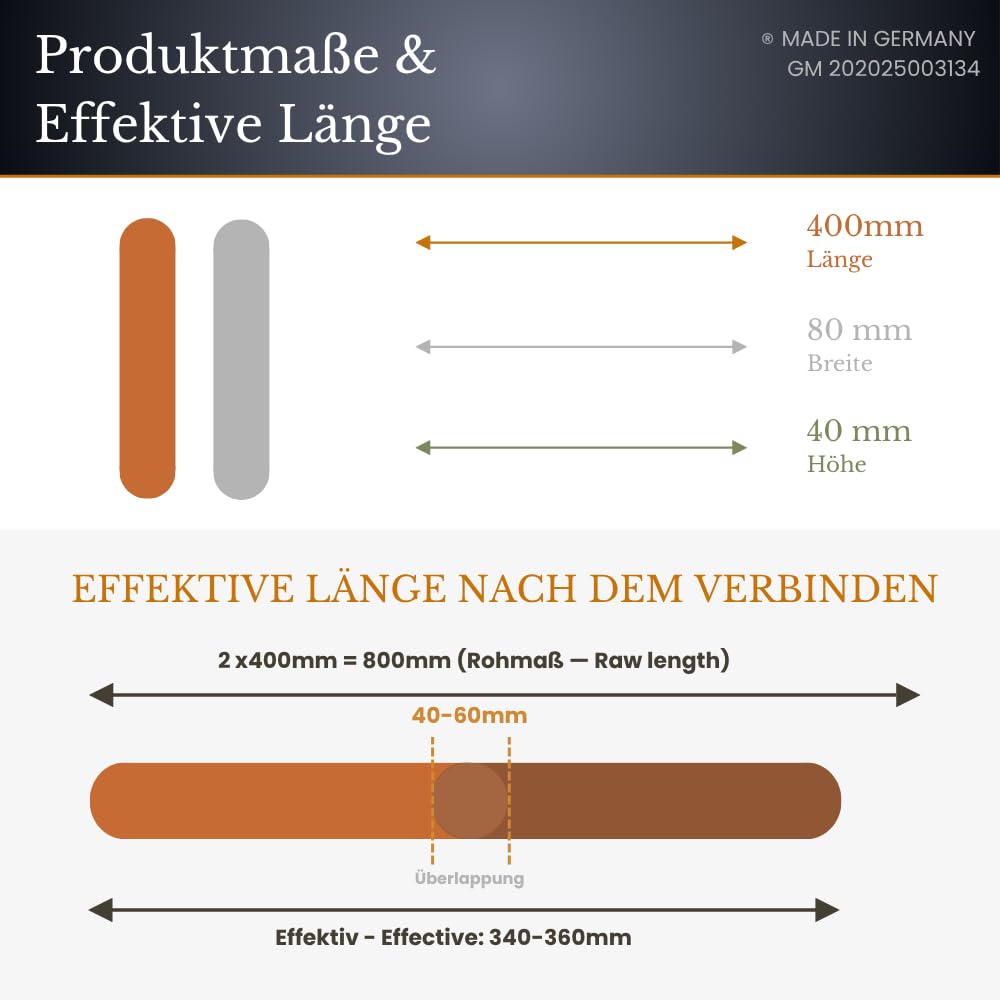 Rasenkanten Mittelstück 10er-Set flach | Beetbegrenzung Metall 400×80×40mm | Rasenkante Metall | Cortenstahl/Edelstahl V2A | Beeteinfassung Mähkante | Made in Germany