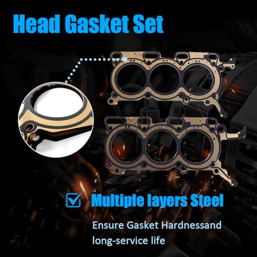 Image of AUCERAMIC HS26543PT4 Full Head Gasket Set with Valve Cover Gasket Compatible with Ford Edge Police Interceptor Lincoln MKT MKX 3.7L V6 DOHV 24V Replace# VS50814R