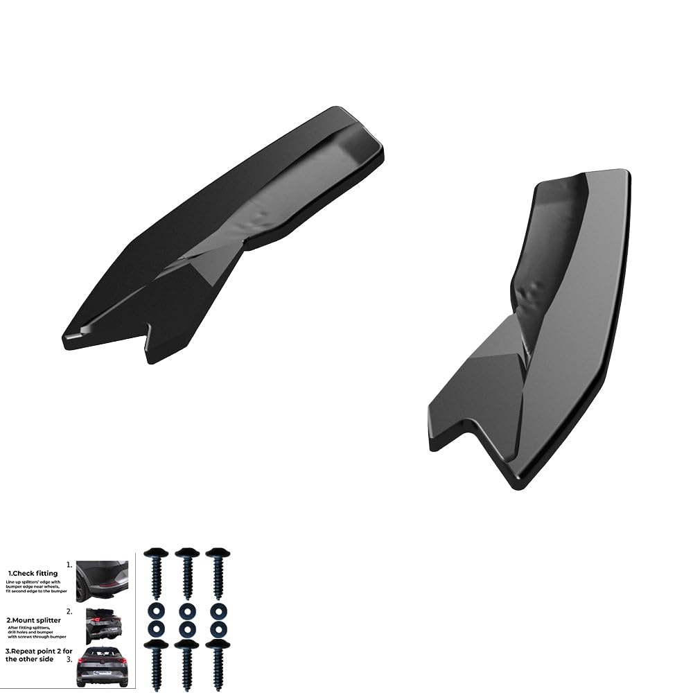 Oneway Jupes de pare-chocs arrière (coins) compatible avec Audi RS3 8V Sportback 2015-2016 - Noir brillant