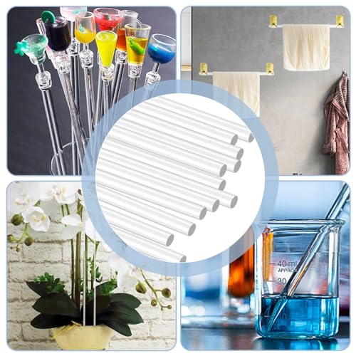 GBACHOOSE 36 Stück Acrylstäbe Rundstab 6x300MM, Acryl Rundstab, Acrylstab Transparent Kunststoff rundstab für Garten Dekorationen, Acryl-Lutscherstäbchen，Architektonisches Handwerk Wiederverwendbare