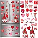 Lingvee 30 Pcs Valentine's Day Refrigerator Magnets Refrigerator Sticker Gnome Heart Love Garage Door Magnets Sticker Car Reflective Decal for Valentine's Day Decoration Fridge Door Office