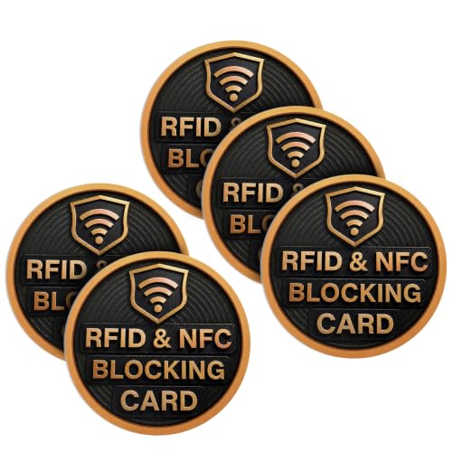 Image of SaiTech IT 5 Pack Round Shape RFID Blocking Card for Credit Card, Black | Slim Anti-Theft Contactless NFC RFID Blocker Protector, Easily Fit into Wallet and Purse, for Men & Women