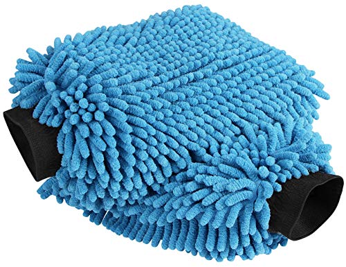 Aidea Car Wash Mitt Microfiber-2PK, Scratch & Lint Free, Premium Chenille Microfiber Wash Mitt-Blue Regular Size (7.12''X10.14'')