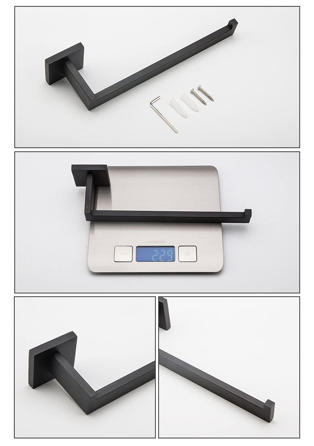 Juego de Accesorios de baño Negro Mate, Gancho para Bata Negro, Barra de Toalla, Soporte para Papel higiénico, Accesorios de baño, Estilo B, Juego, como se Muestra