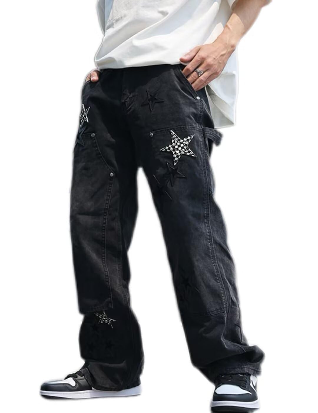 Y2k Star Jeans Men Graphic Baggy Jeans Emo Star Pants Grunge