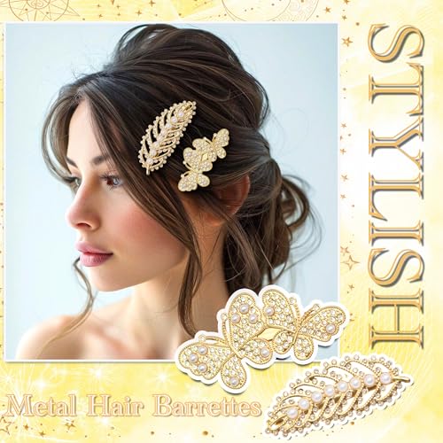 Barrettes de mariage papillon en strass et perles d'une brillance exceptionnelle