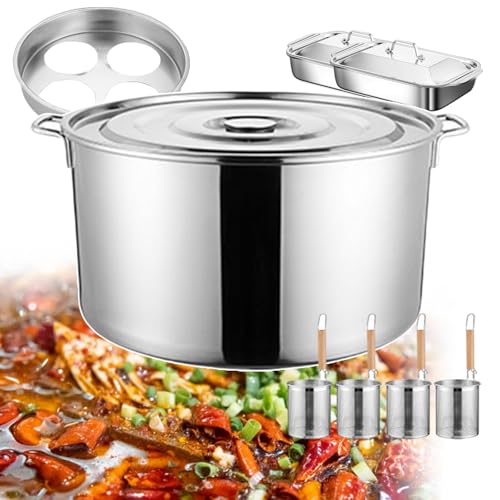 Stainless Steel Multi-Cookware Set - Manual Pasta Cooker 3/4-Hole Spaghetti Machine Quick Cooking Pot for Meat Vegetables & Seafood - Versatile Kitchen Essential