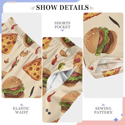 ALAZA Delicious Pizza Hamburger Yellow Pajama Lounge Pants Long Sleep Pajama Bottoms with Pockets4