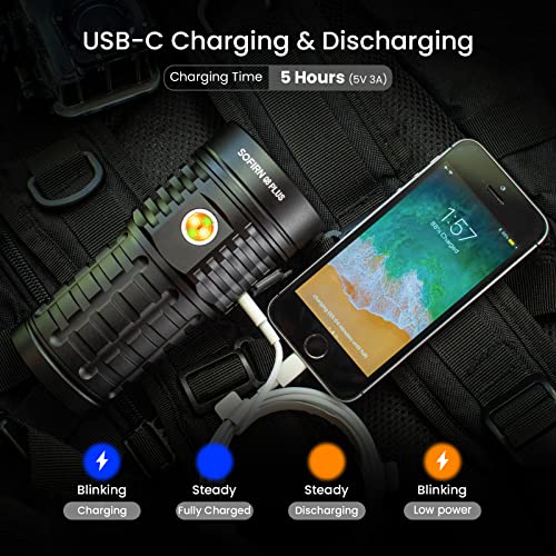 sofirn Q8 Plus Super Bright Flashlight max 16000 Lumens, Rechargeable Powerful Flashlight with High Powered 6* LED, Anduril 2 UI, Ultra-Long Runtime for Camping, Searching, Survival, Emergency