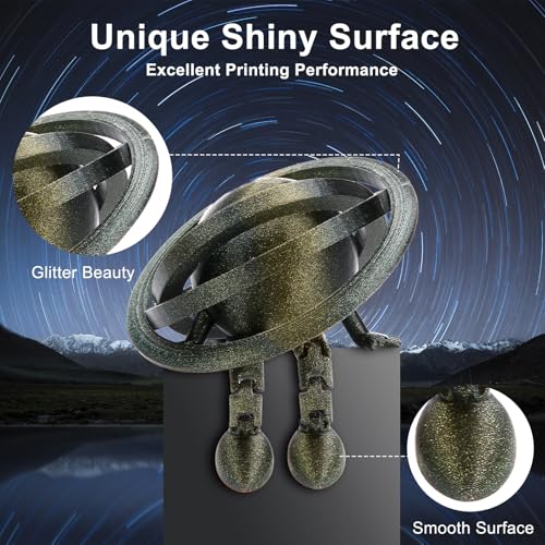 Image of ERYONE Glitter PLA Filament for 3D Printer, 1.75mm + /-0.03mm, 1kg(2.2LBS) /Spool, Omega Nebula (Gold)