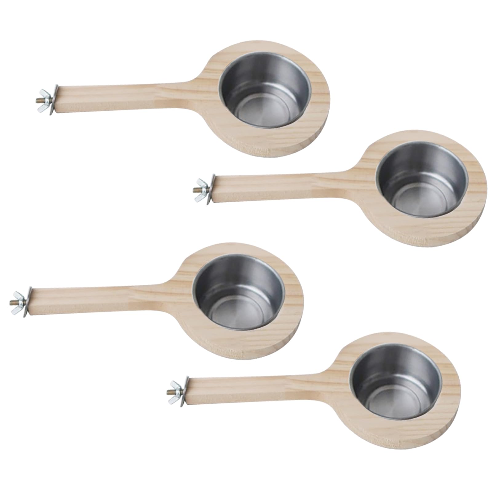 Mangiatoia per uccelli dimensioni con trespolo in legno e tazza alimentazione in acciaio inossidabile antiruggine, stazione alimentazione per ciotola per acqua per uccelli da gabbia