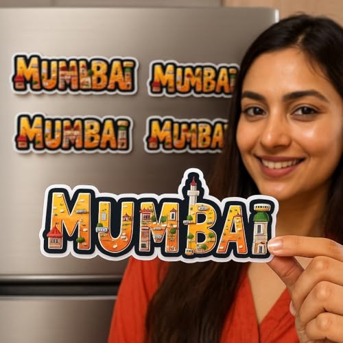 Image of Naxon Mumbai City Theme Souvenir Wooden Fridge Magnet for Refrigerator - Printed Fridge Magnet for Kitchen & Home Decor | Perfect Souvenir Gift | Size 3x3 in | Pack of 1