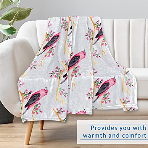 Couverture douce oiseaux roses : une idée cadeau idéale pour lit et canapé - 7
