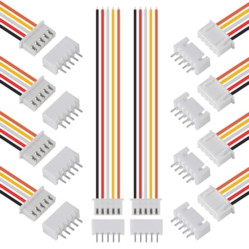 ACEIRMC 10Pairs JST-XH Connector Kit XH 2.54mm 5 Pin Header Male and Female Connectors Plug Adapter with Flat Wire Cable 200mm 26AWG Compatible with JST XH (5P)