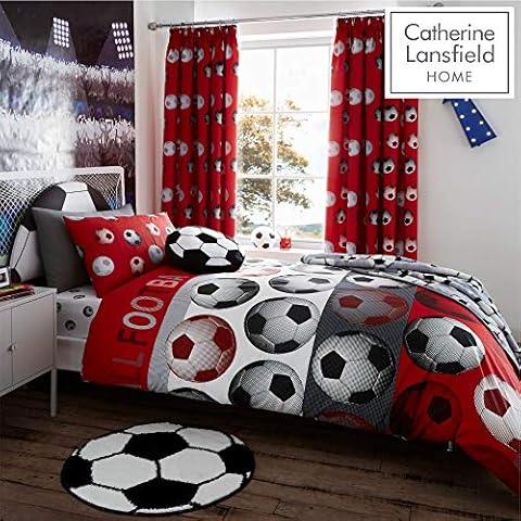 Catherine Lansfield Football Easy Care Double Duvet Set Red Cover