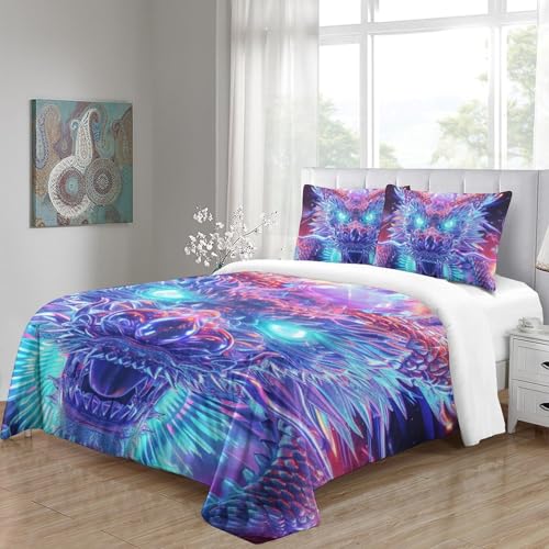 Housse de couette 3 pièces dragon 3D en microfibre super douce 200x200cm - 5