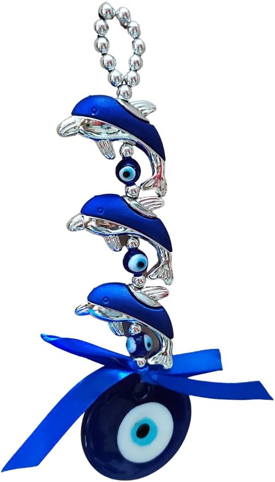 RIPE INDIA 3 Three Dolphin Evil Eye Hanging for Home, Office, Shop & Car