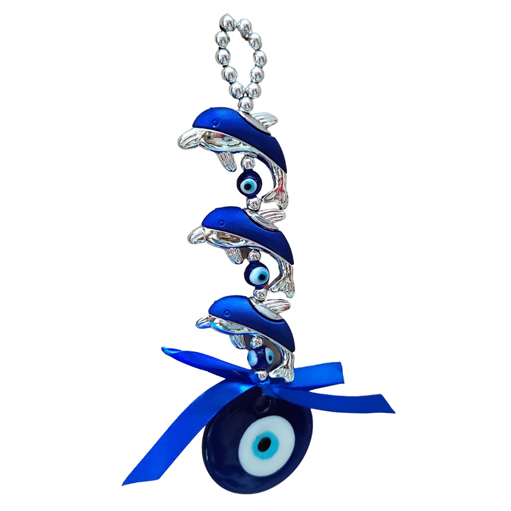 RIPE INDIA 3 Three Dolphin Evil Eye Hanging for Home, Office, Shop & Car