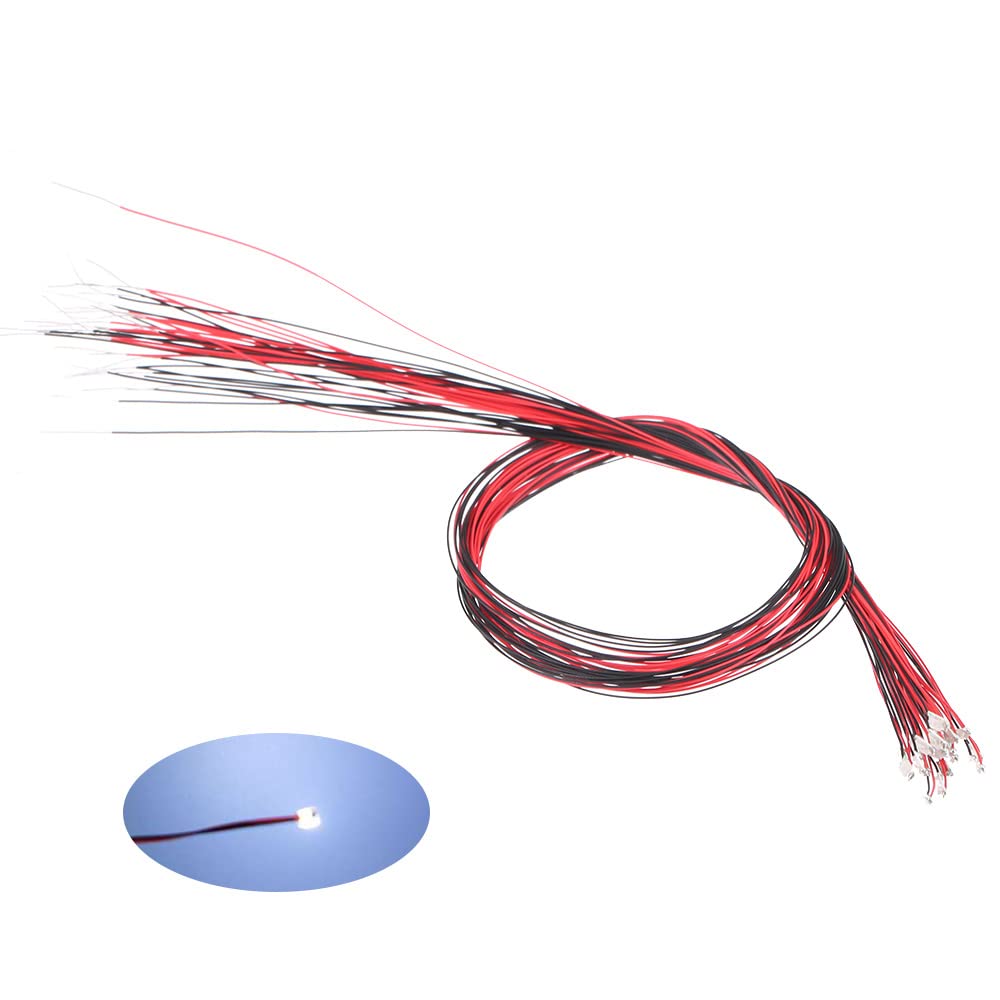 S-Md L-Ed Lamp,Fajar 20Pcs 1206 Pre-Welded 3V 300Mm M-Icro Litz Wired Leads S-Md L-Ed Lamp Diy Model Material Light (0.34Mm Ok Wire)