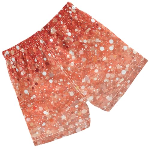 Pigsaly Boys Swim Trunks Red Orange Glitter Coral Peach Gradient Flashing Boys Board Shorts Swimsuit Swimwear XS2