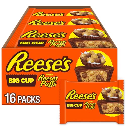 REESE'S Stuffed With Reese's Puffs Cereal, taza grande de chocolate con leche y mantequilla de maní, sin gluten, paquetes de 1.2 onzas (16 unidades)