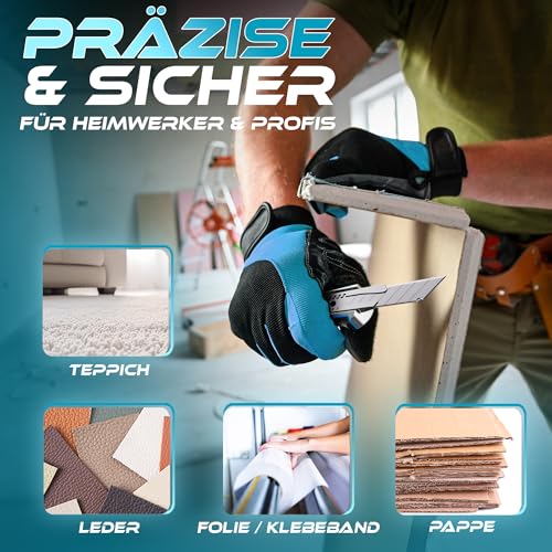 Cuttermesser Profi - inkl. 25x SK5 Carbonstahl Klingen 18mm silber extra scharf - Cuttermesser Set 18mm - Teppichmesser Profi - Cutter Messer - Kattermesser Metall - Tapetenmesser