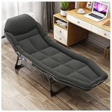 RRNAR Lettino da Campeggio Pieghevoli con Tasche Laterali, Brandina Letto Pieghevole per Pisolino Pausa Pranzo in Ufficio, Carico Massimo Supportato 200kg,Dark Grey