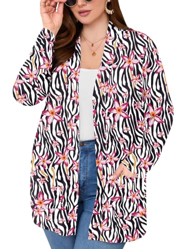 Image of AusLook Plus Size Lightweight Cardigans for Women Open Front Pockets Jacket