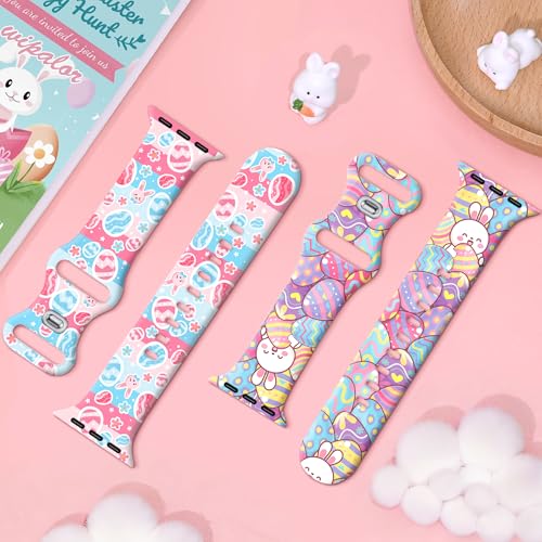 Image of wipalor Easter Bunny Bands for Apple Watch Bands for Women 46mm 45mm 44mm 42mm 49mm, Cute Holiday Easter Rabbit iWatch Bands Soft Silicone Sport iPhone Watch Bands Series 11 10 9 SE 8 7 6 5 4 3 Ultra