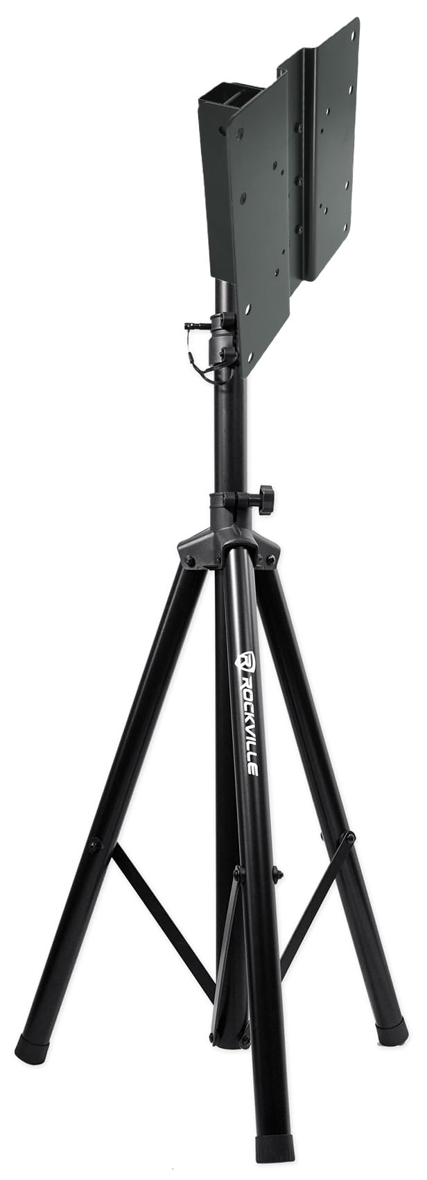 Audiosavings Bundle: Rockville RVES05 Black Heavy Duty Tripod Pole-Mount DJ PA Speaker Stand Bundle with Quik Lok DSP-390 19-40 in. TV Flat Screen Mount 4 Speaker/Lighting Tripod Stands (2 Items)