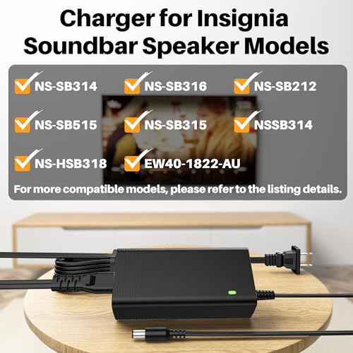 18V Power Supply for Insignia Soundbar NS-SB314 NS-SB316 NS-HSB318 NS-SB212 NS-SB515 NS-SB315 EW40-1822-AU NSSB314 Sound Bar Speaker Power Cord for Nyne Rock Xtreme Speaker by XHUCHINMAL - Image 2