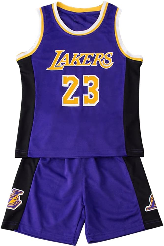 Kids Basketball Kit, 2-Piece Kids Basketball Jersey Vests, Basketball Outfit Boy Shirt, Training Basketballs Kit for Boys, Sleeveless Basket Ball Top and Short Set for 4-14 Years Old Boys Kid Gifts